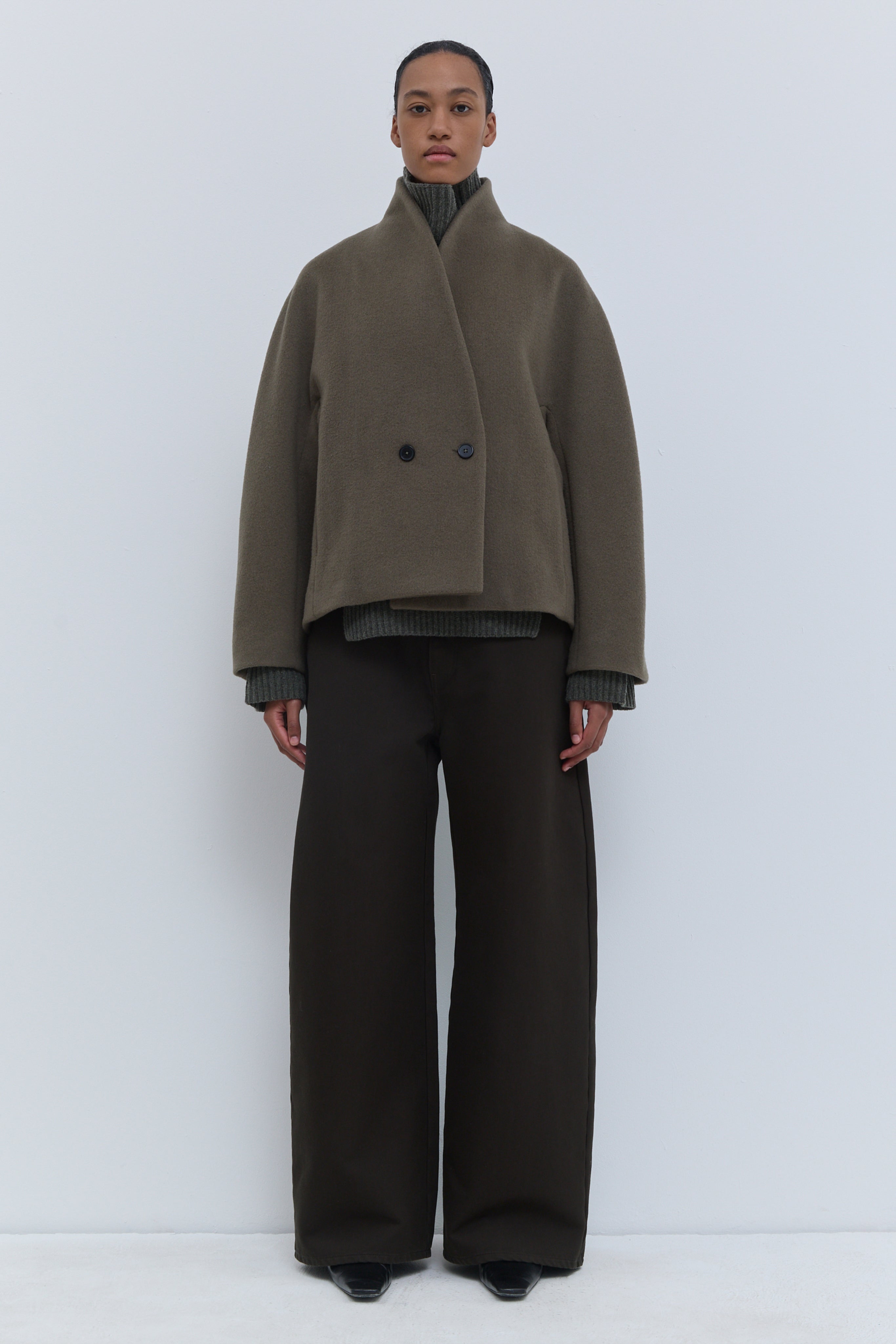 Javin short jacket in laurel virgin wool