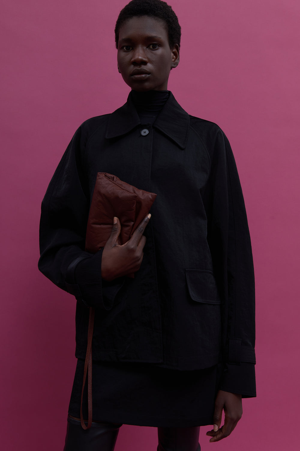 Jirami Raglan-Sleeve Jacket with Collar