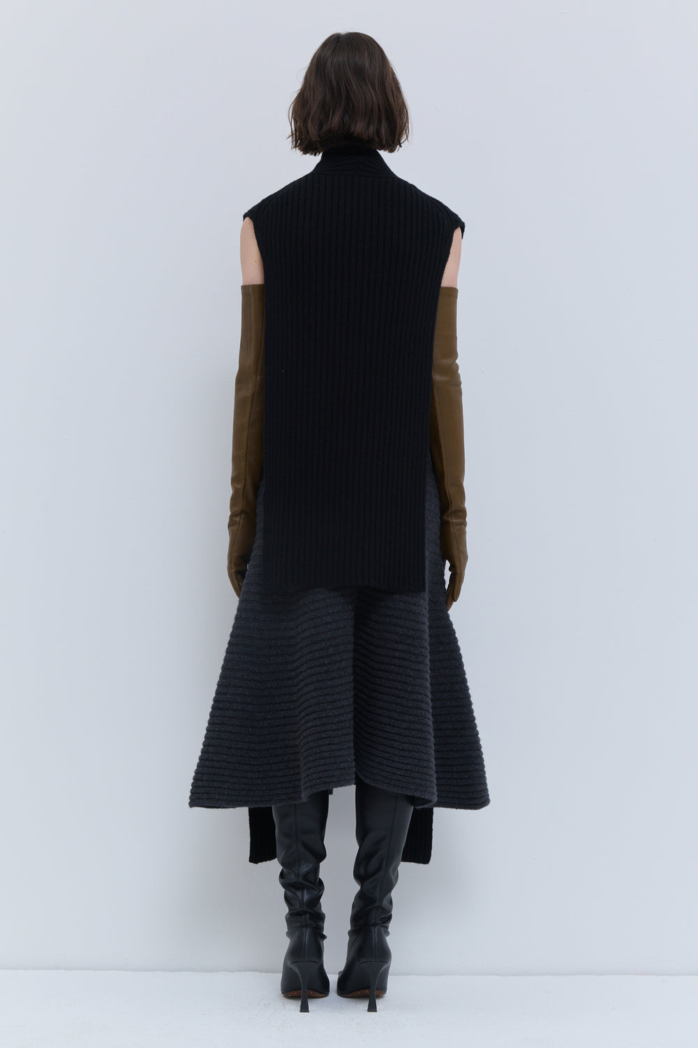 Christian Wijnants black luxury knit scarf with sculptural shape