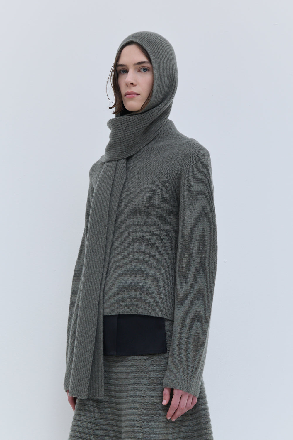 Christian Wijnants laurel melange superfine wool hood scarf
