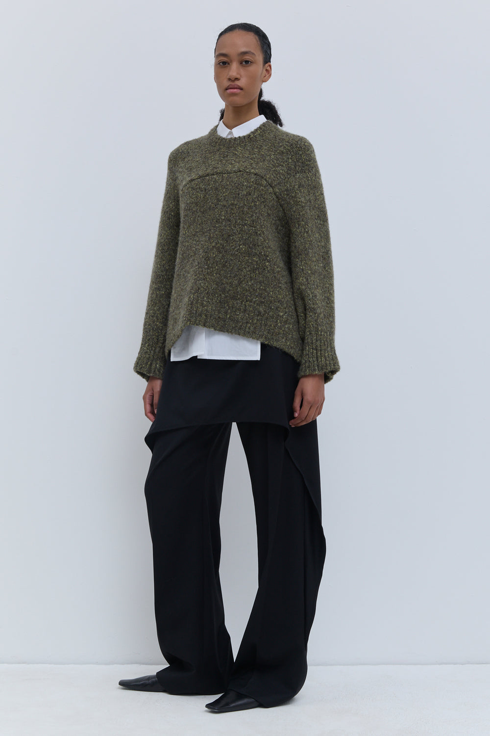 Christian Wijnants hairy melange wool sweater in kaki