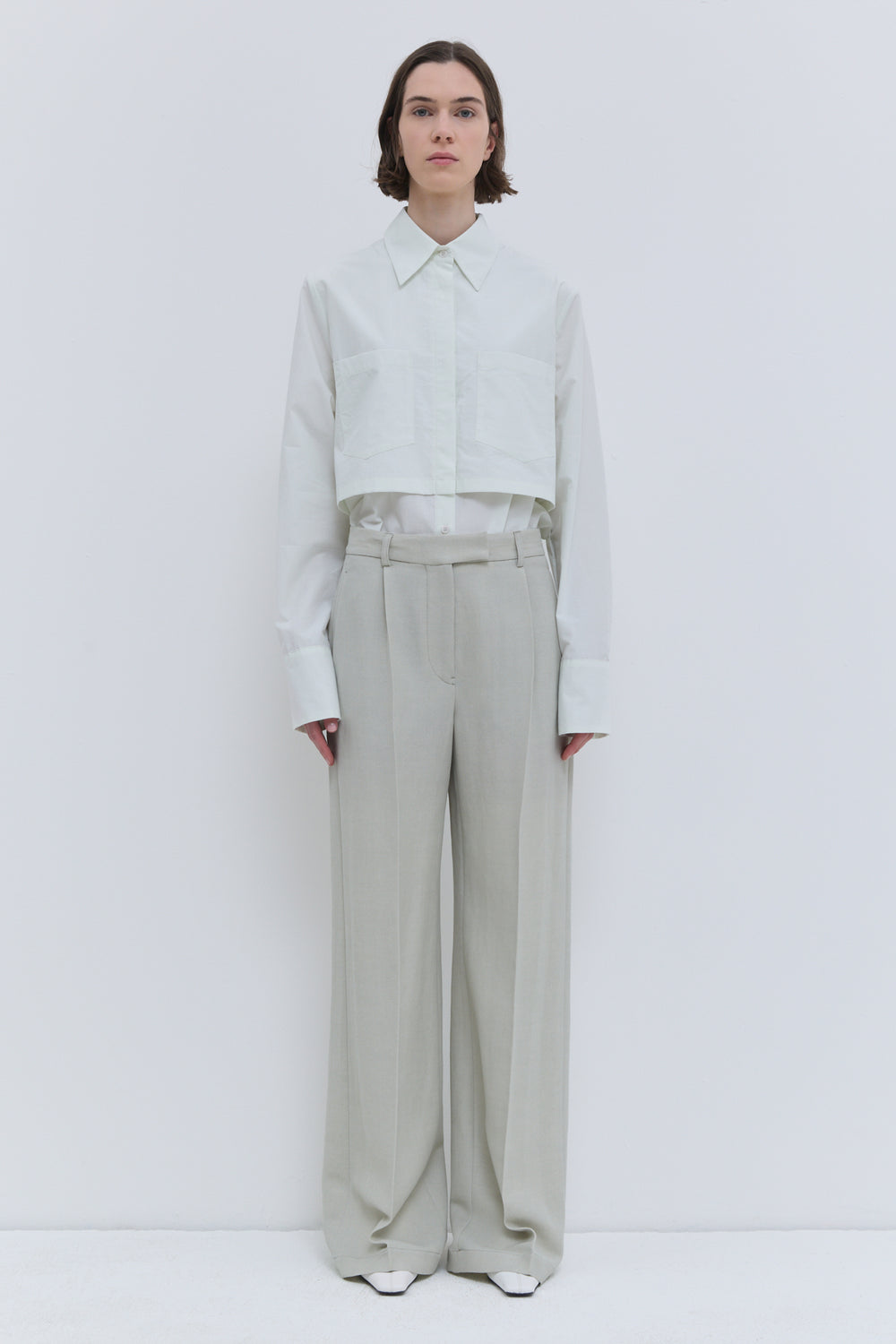 Pibar straight-leg trousers with front crease in cement