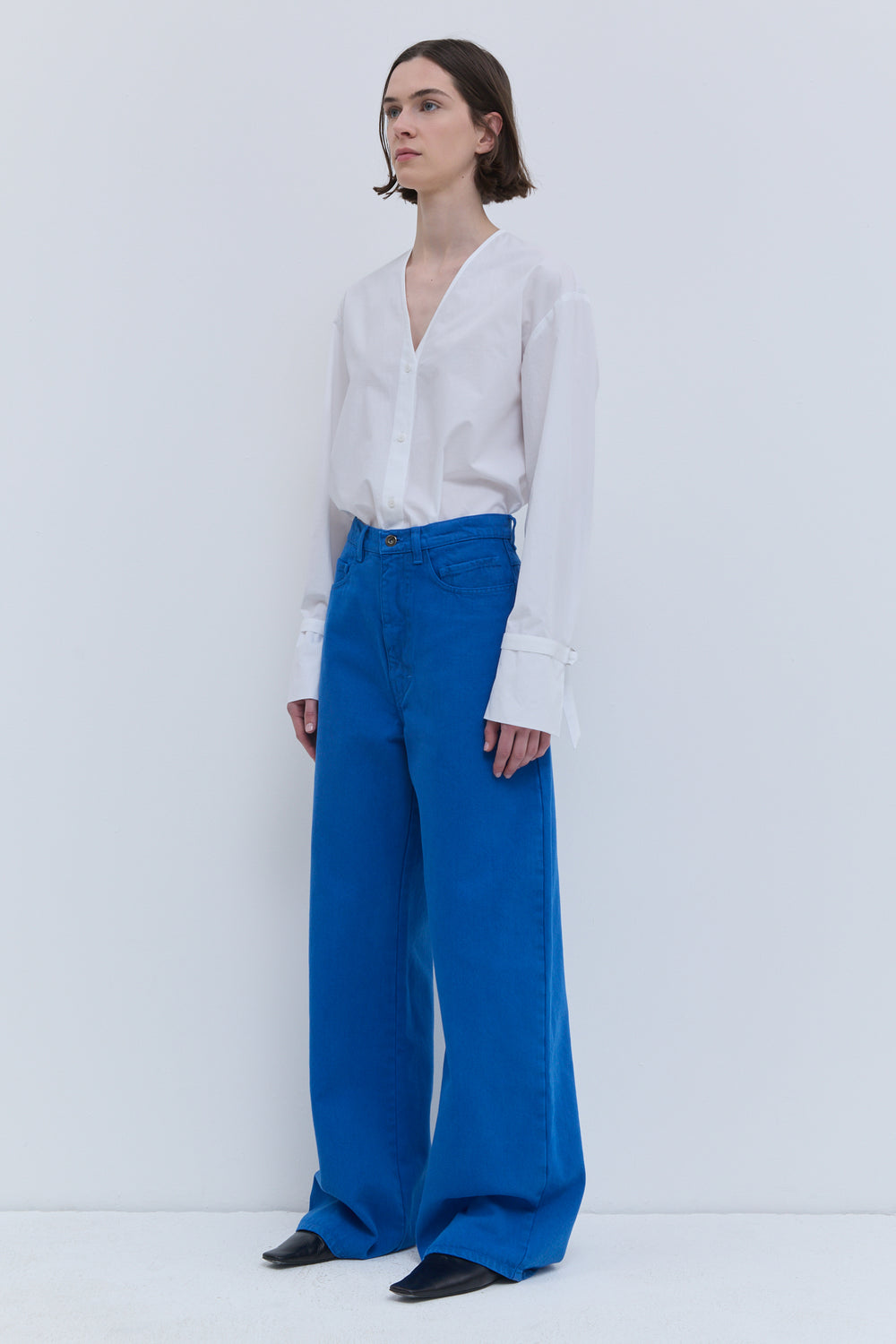 Klein blue full-length wide-leg jeans by Christian Wijnants