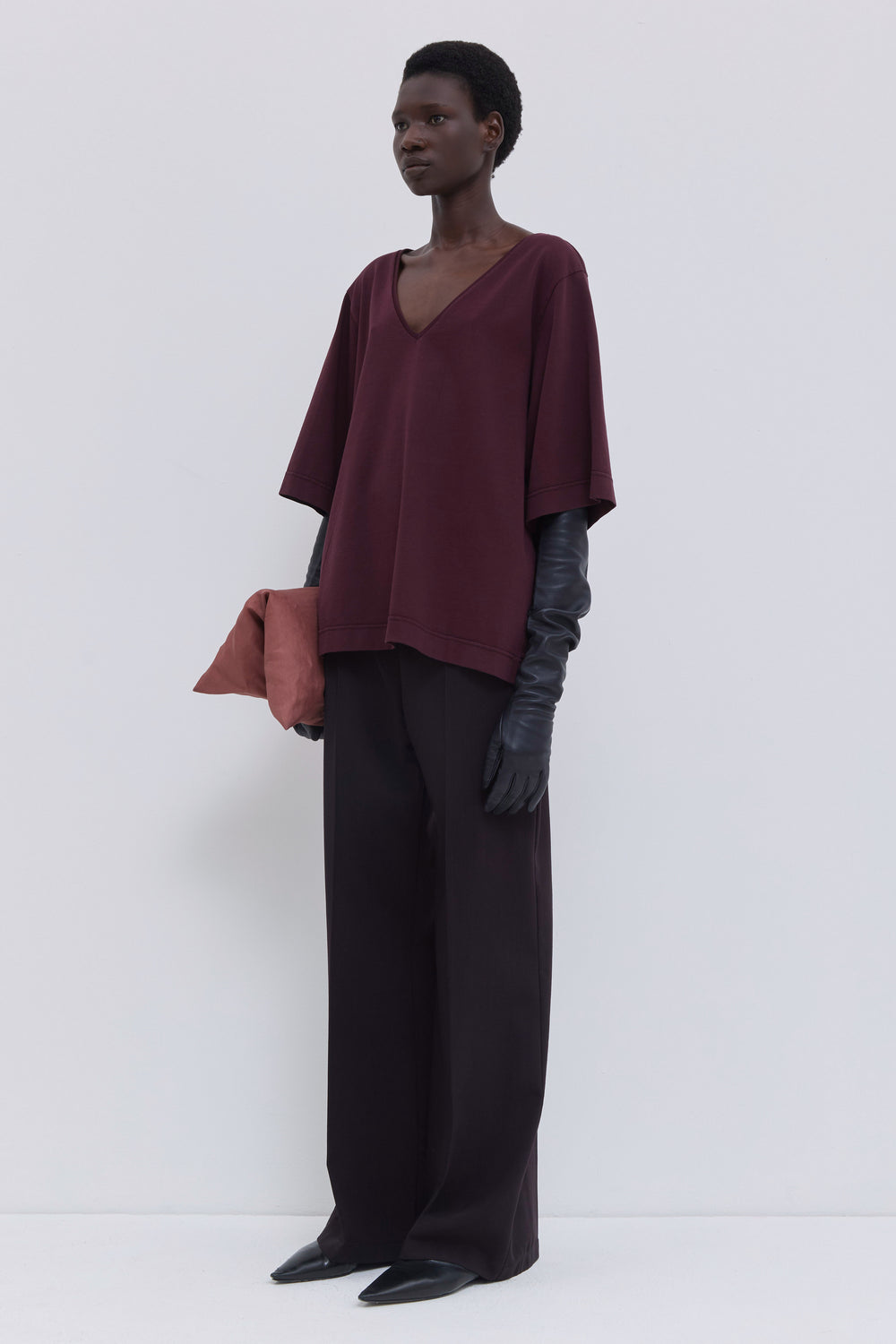 Women’s oversized V-neck jersey T-shirt